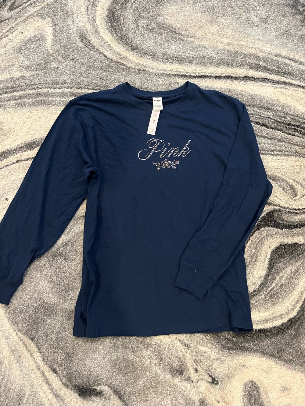 New Victoria’s Secret Pink tee  (S) Pull Over Logo Bling Blue